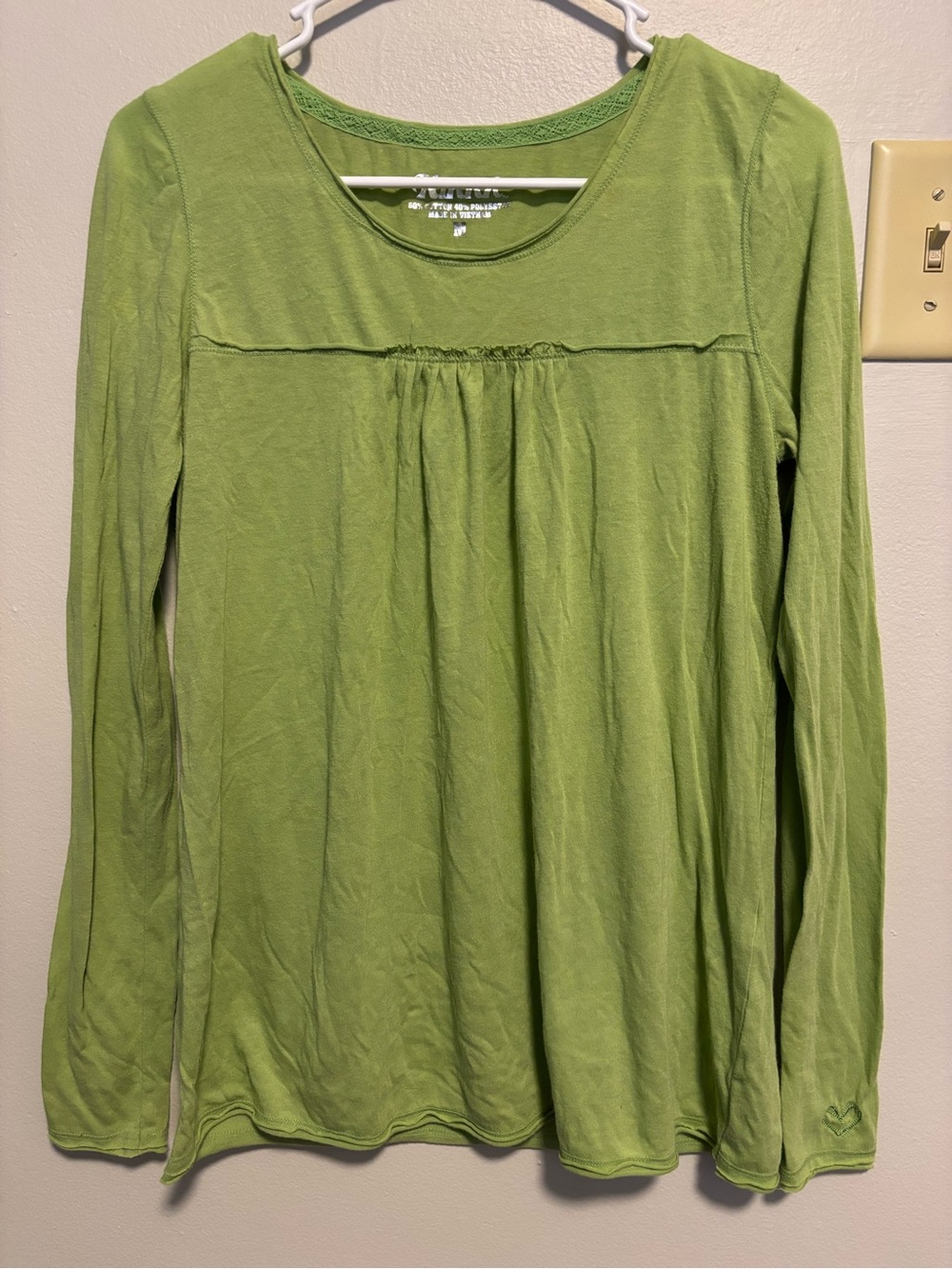Y2K Kirra babydoll style green long sleeve shirt size medium